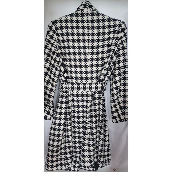Dennis Basso Black & White Houndstooth Wool Blend Wrap Coat 20W Plus size - Picture 4 of 7